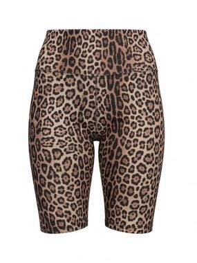 Onzie Leopard-Print High Waist Bike Shorts - Brown/Black Size S/M
